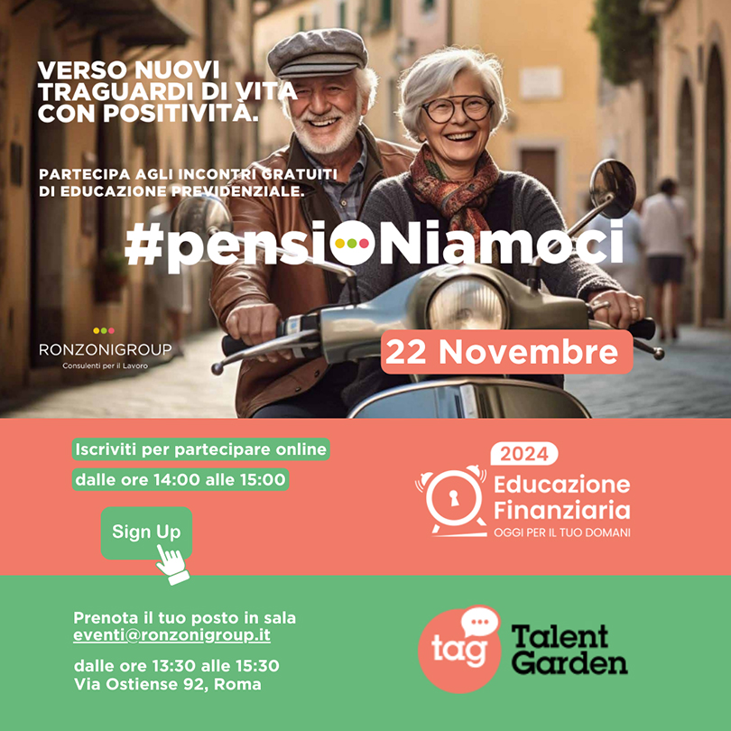 Incontro di educazione previdenziale #PensiONiamoci al Talent Garden di Roma