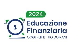 Logo dell'evento Educazione Finanziaria 2024 con orologio stilizzato